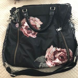 Black LAMB bag with pink floral print
